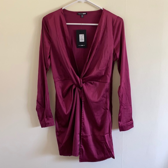 long sleeve satin dress fashion nova Rylin Long Sleeve Satin Maxi Dress - Purple/combo